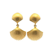 Aloha Shell Drop Post Earrings 24K Gold Vermeil