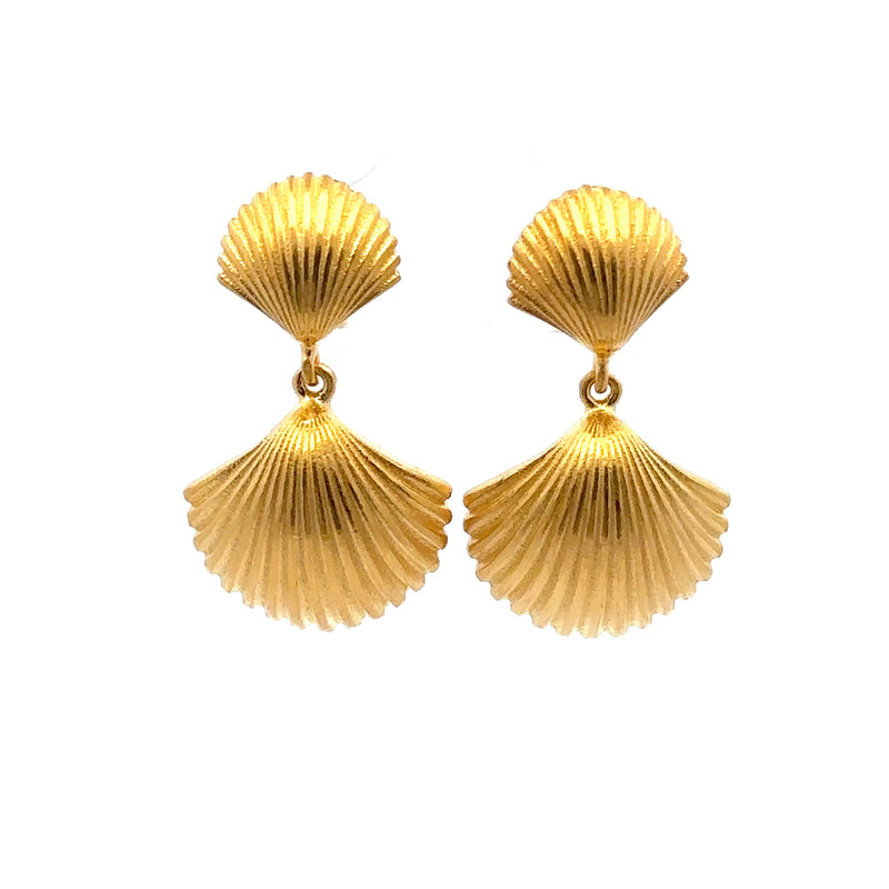 Aloha Shell Drop Post Earrings 24K Gold Vermeil