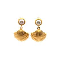 Aloha Shell Pearl Post Drop Earrings 24K Gold Vermeil