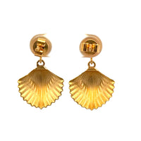 Aloha Shell Pearl Post Drop Earrings 24K Gold Vermeil