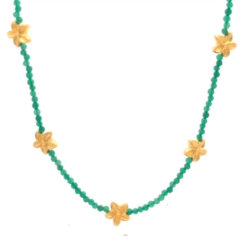 Aloha Flower Beaded Necklace 24K Gold Vermeil