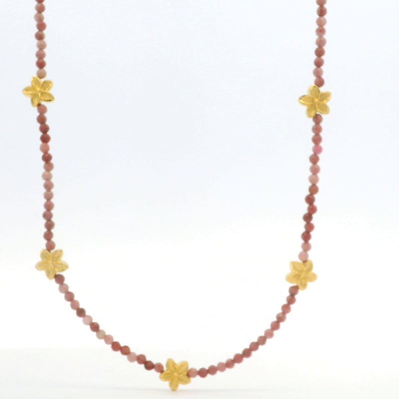 Aloha Flower Beaded Necklace 24K Gold Vermeil