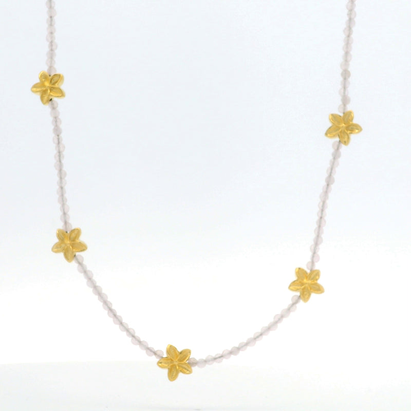 Aloha Flower Beaded Necklace 24K Gold Vermeil