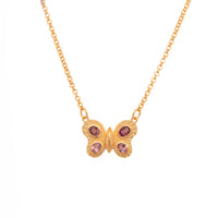 Butterfly Necklace 4 Stone 24K Gold Vermeil