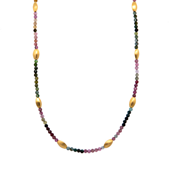 Bliss 2 mm Necklace Collection in 24K Gold Vermeil and Various Gemstones