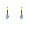 HUGGIE HOOP EARRINGS WITH A FACETED SKY BLUE TOPAZ DROP FAIR TRADE 24K GOLD VERMEIL - Joyla Jewelry