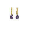 HUGGIE HOOP EARRINGS WITH A MATTE AMETHYST DROP FAIR TRADE 24K GOLD VERMEIL - Joyla Jewelry