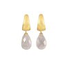 HUGGIE EARRINGS WITH A FACETED ROSE QUARTZ DROP FAIR TRADE 24K GOLD VERMEIL - Joyla Jewelry