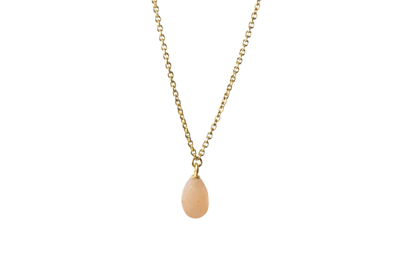 FACETED PEACH MOONSTONE DROP NECKLACE FAIR TRADE 24K GOLD VERMEIL - Joyla Jewelry