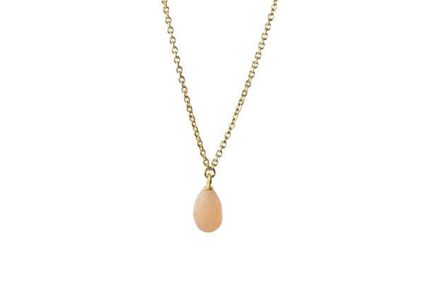 FACETED PEACH MOONSTONE DROP NECKLACE FAIR TRADE 24K GOLD VERMEIL - Joyla Jewelry