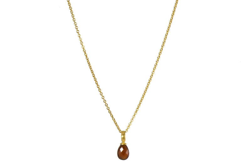 FACETED GARNET DROP NECKLACE FAIR TRADE 24K GOLD VERMEIL - Joyla Jewelry