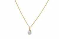 WHITE PEARL DROP NECKLACE FAIR TRADE 24K GOLD VERMEIL 28" - Joyla Jewelry