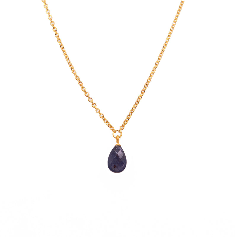 Faceted Drop and Coin Pendant Necklace in 24K Fair Trade Gold Vermeil