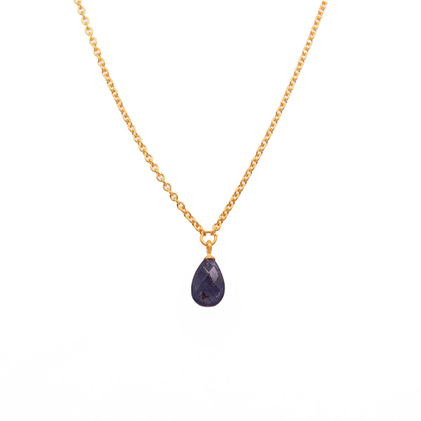 Faceted Drop and Coin Pendant Necklace in 24K Fair Trade Gold Vermeil