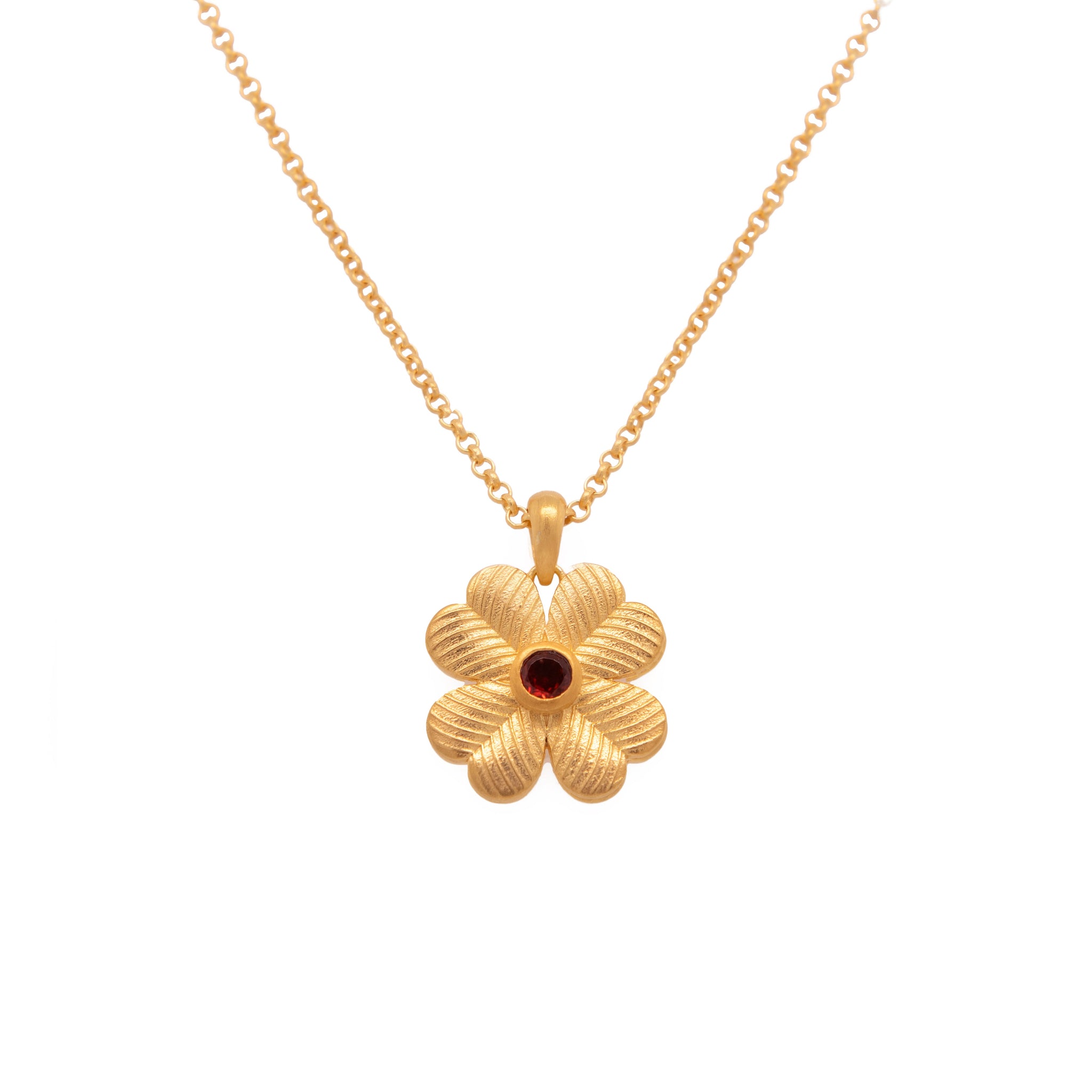 Lucky Clover Reversible Pendant Necklace 24K Gold Vermeil