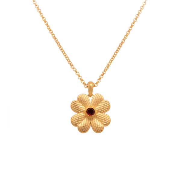 Lucky Clover Reversible Pendant Necklace 24K Gold Vermeil