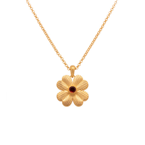 Lucky Clover Reversible Pendant Necklace 24K Gold Vermeil