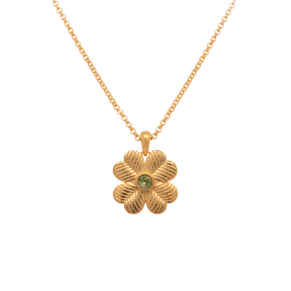 Lucky Clover Reversible Pendant Necklace 24K Gold Vermeil