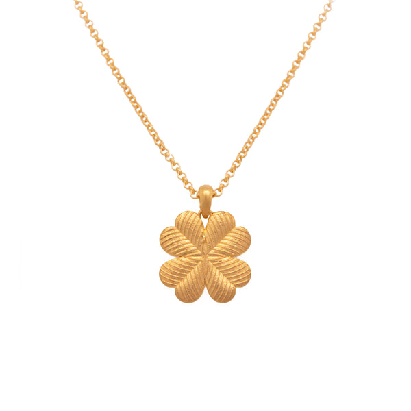 Lucky Clover Reversible Pendant Necklace 24K Gold Vermeil