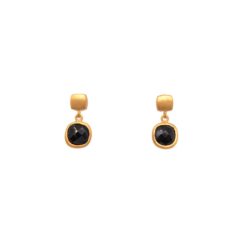 Divine Drop Earrings - Bezel Black Spinel