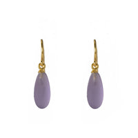 MATTE AMETHYST FRENCH WIRE EARRINGS FAIR TRADE 24K GOLD VERMEIL - Joyla Jewelry