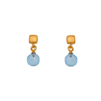 Globe Drop Gem with Cube Post Earrings in 24K Fair Trade Gold Vermeil