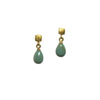 CUBE POLISHED TURQUOISE EARRINGS FAIR TRADE 24K GOLD VERMEIL - Joyla Jewelry