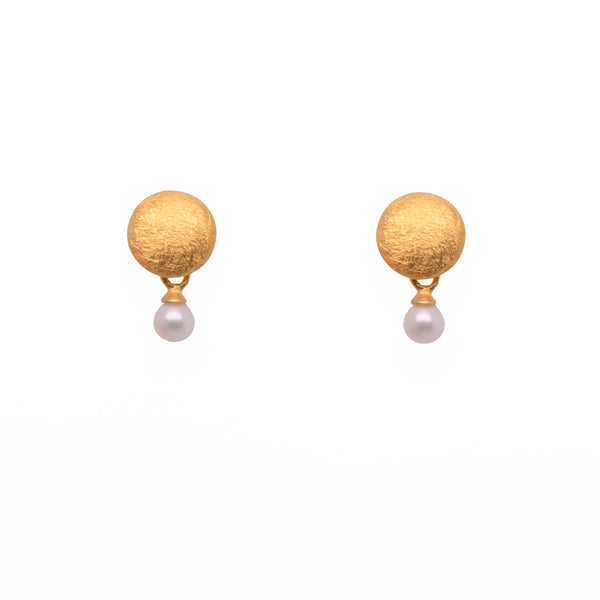 Moon Round Faceted Gem Earrings 24K Fair Trade Gold Vermeil