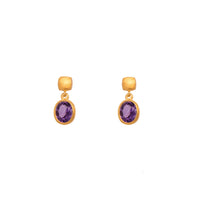 Bezel Oval Drop Earrings 24K Fair Trade Gold Vermeil Collection