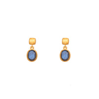 Bezel Oval Drop Earrings 24K Fair Trade Gold Vermeil Collection