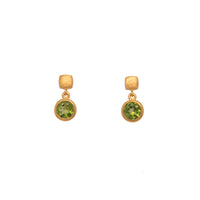 Bezel Round Drop Earrings 24K Fair Trade Gold Vermeil Collection