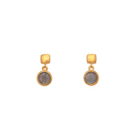 Bezel Round Drop Earrings 24K Fair Trade Gold Vermeil Collection