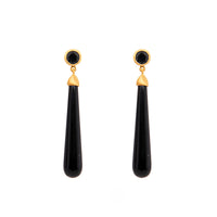 Signature Long Drop Cabochon Earrings 24K Gold Vermeil