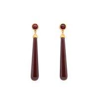 Signature Long Drop Cabochon Earrings 24K Gold Vermeil