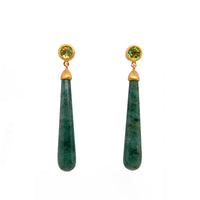 Signature Long Drop Cabochon Earrings 24K Gold Vermeil