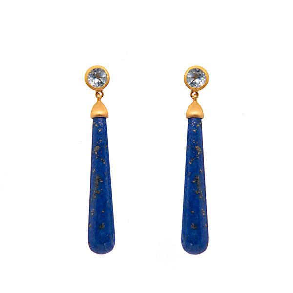 Signature Long Drop Cabochon Earrings 24K Gold Vermeil