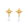 Gratitude Cabochon Drop Post Earrings 24K Gold Vermeil