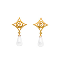 Gratitude Cabochon Drop Post Earrings 24K Gold Vermeil