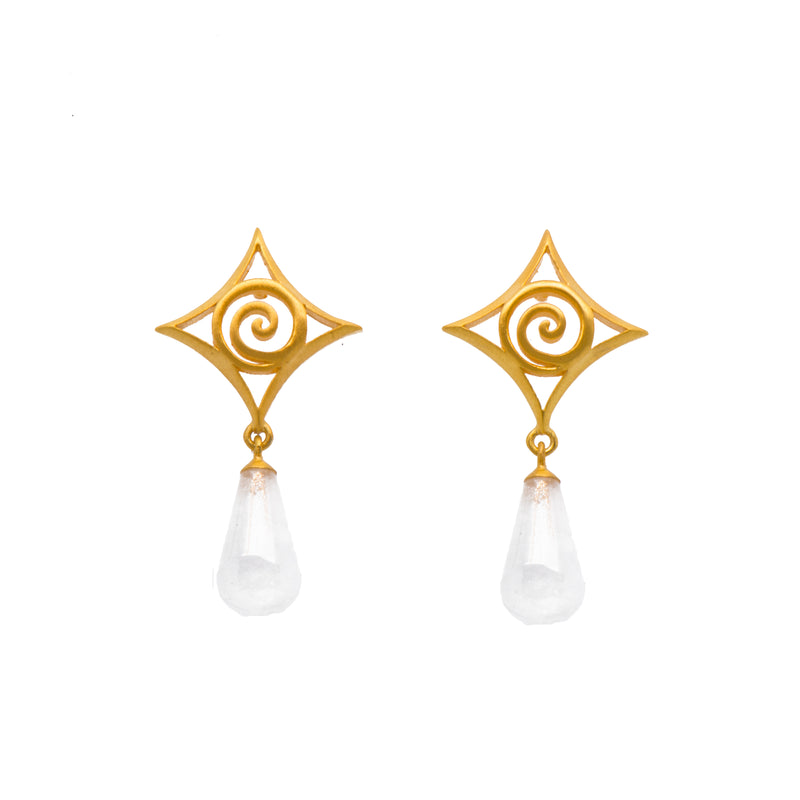 Gratitude Cabochon Drop Post Earrings 24K Gold Vermeil