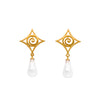 Gratitude Cabochon Drop Wire Earrings 24K Gold Vermeil