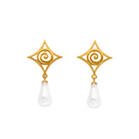 Gratitude Cabochon Drop Wire Earrings 24K Gold Vermeil