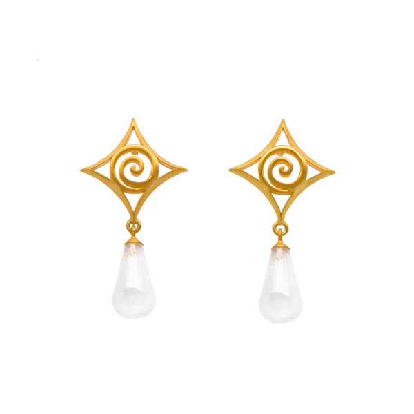 Gratitude Cabochon Drop Post Earrings 24K Gold Vermeil