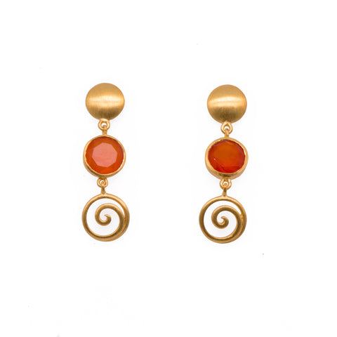 Gratitude Swirl And Moon Earrings 24K Gold Vermeil