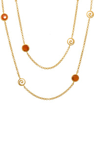 GRATITUDE SWIRL 24K GOLD VERMEIL & CARNELIAN 36" NECKLACE - Joyla Jewelry