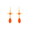 JOY FLOWER EARRINGS 15MM WITH MATTE CARNELIAN DROP WIRE 24K GOLD VERMEIL - Joyla Jewelry