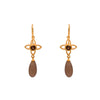 JOY FLOWER EARRINGS 15MM WITH MATTE SMOKY QUARTZ DROP 24K GOLD VERMEIL - Joyla Jewelry