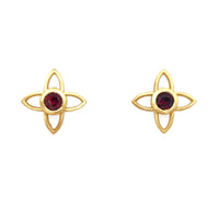 JOY FLOWER EARRINGS 15MM GARNET POST 24K GOLD VERMEIL - Joyla Jewelry