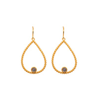 Karma Pear Gemstone Wire Earrings 24K Gold Vermeil