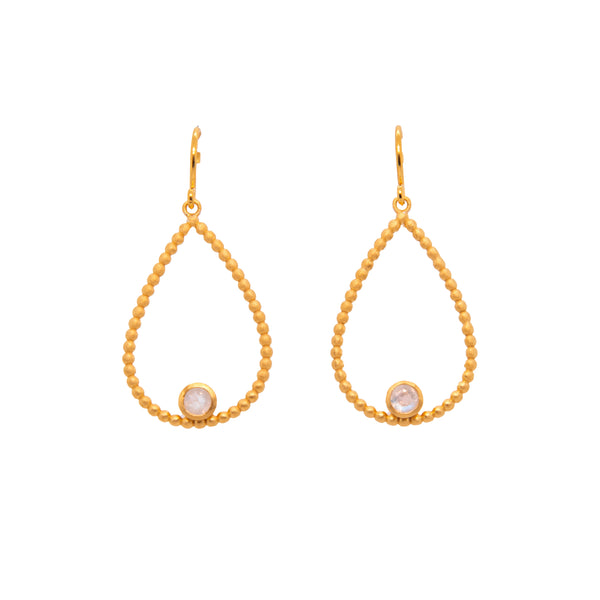 Karma Pear Gemstone Wire Earrings 24K Gold Vermeil