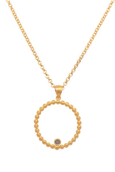 Karma Ball Hoop Pendant Necklace and Wire Earrings 24K Gold Vermeil